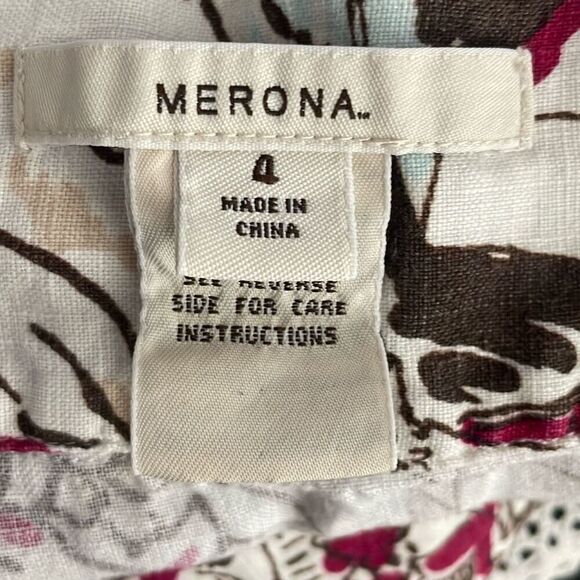 100% LINEN Printed Midi Skirt 4 - Picture 8 of 13